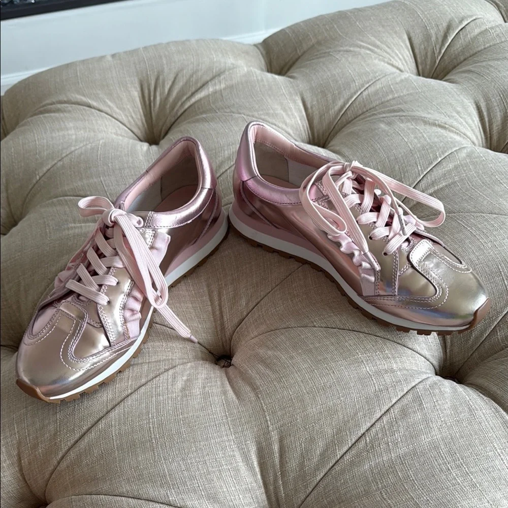 Tory Sport Pink Metallic Sneakers with White Soles
